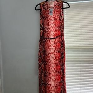 Michael Kors Hot Coral Maxi Women Dress XXS 56" Tall